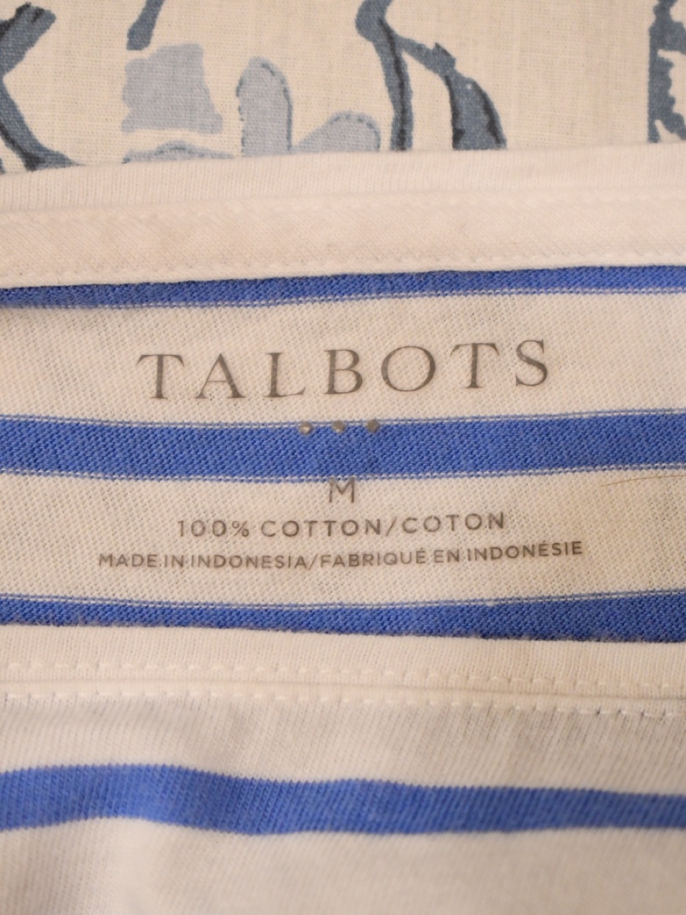 Talbots Authentic Cotton Striped 3/4 Sleeve Tee with Tulip Pocket M - Picture 6 of 6